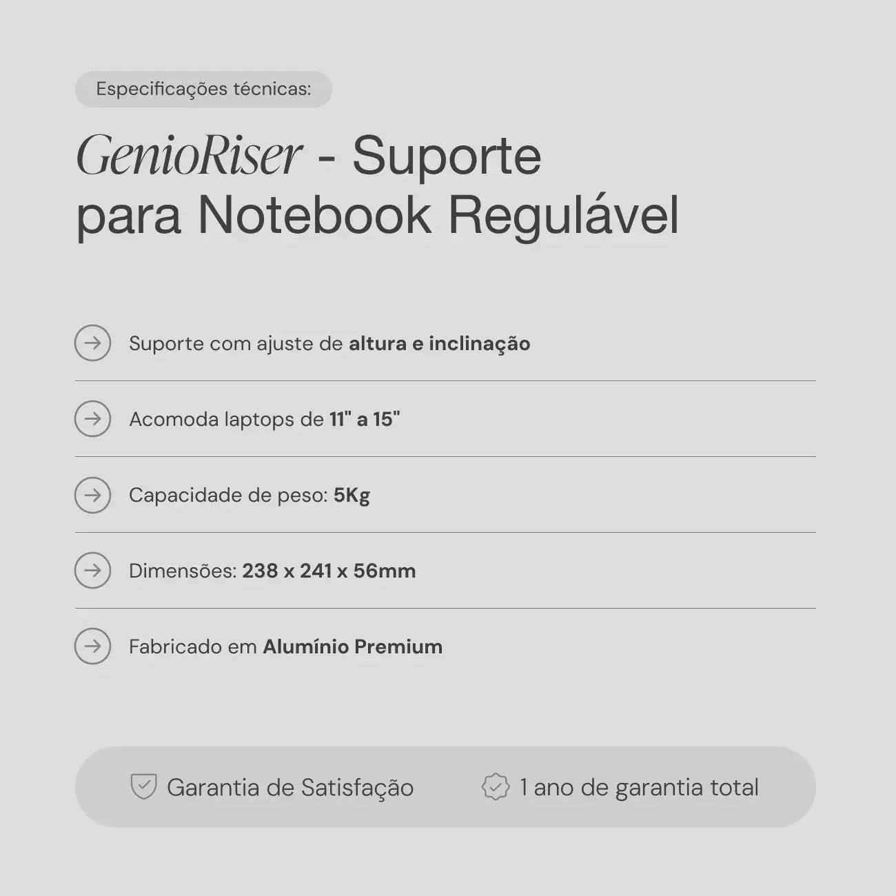 GenioRiser - Suporte para Notebook Regulável 5
