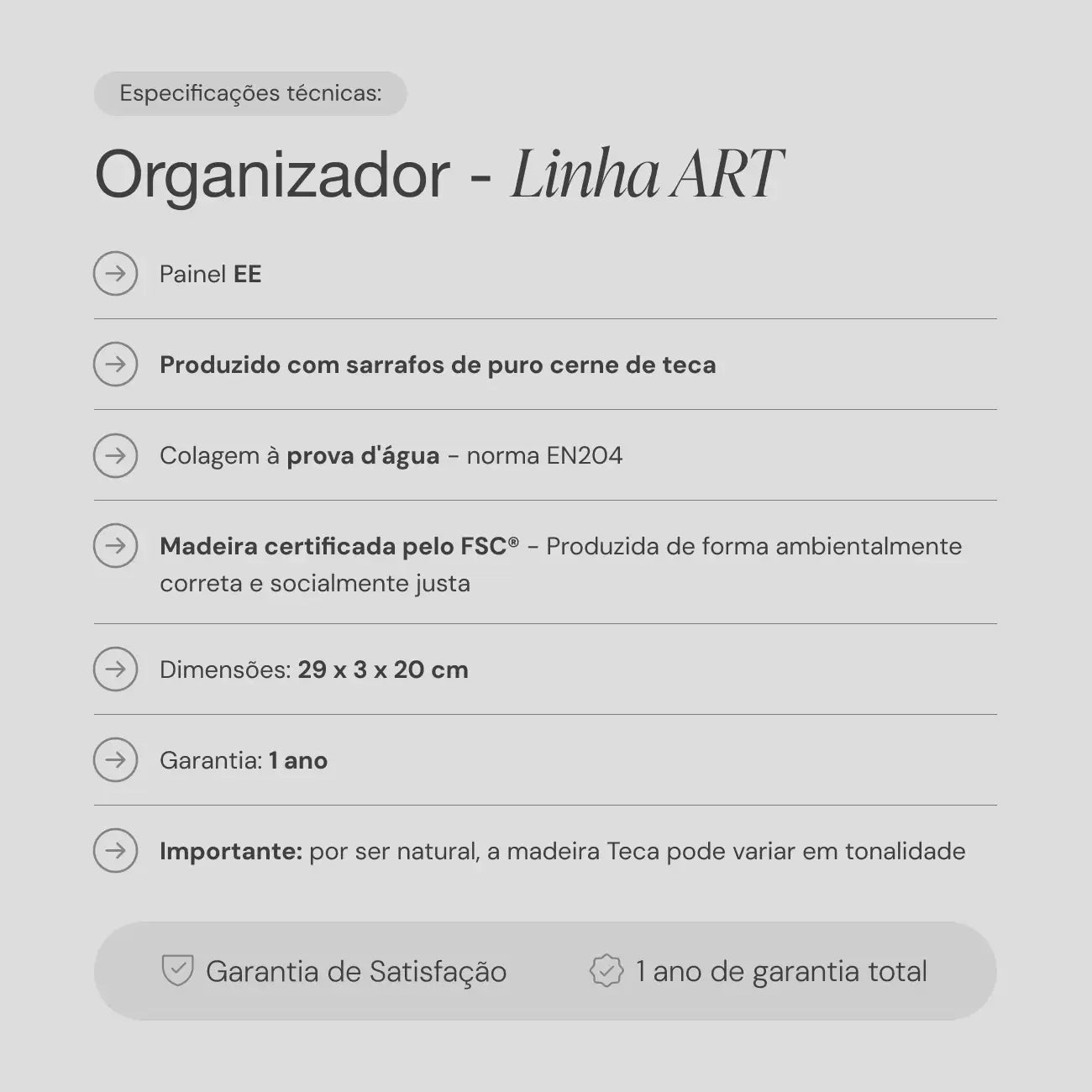 Organizador - Linha ART Madeira Teca 5