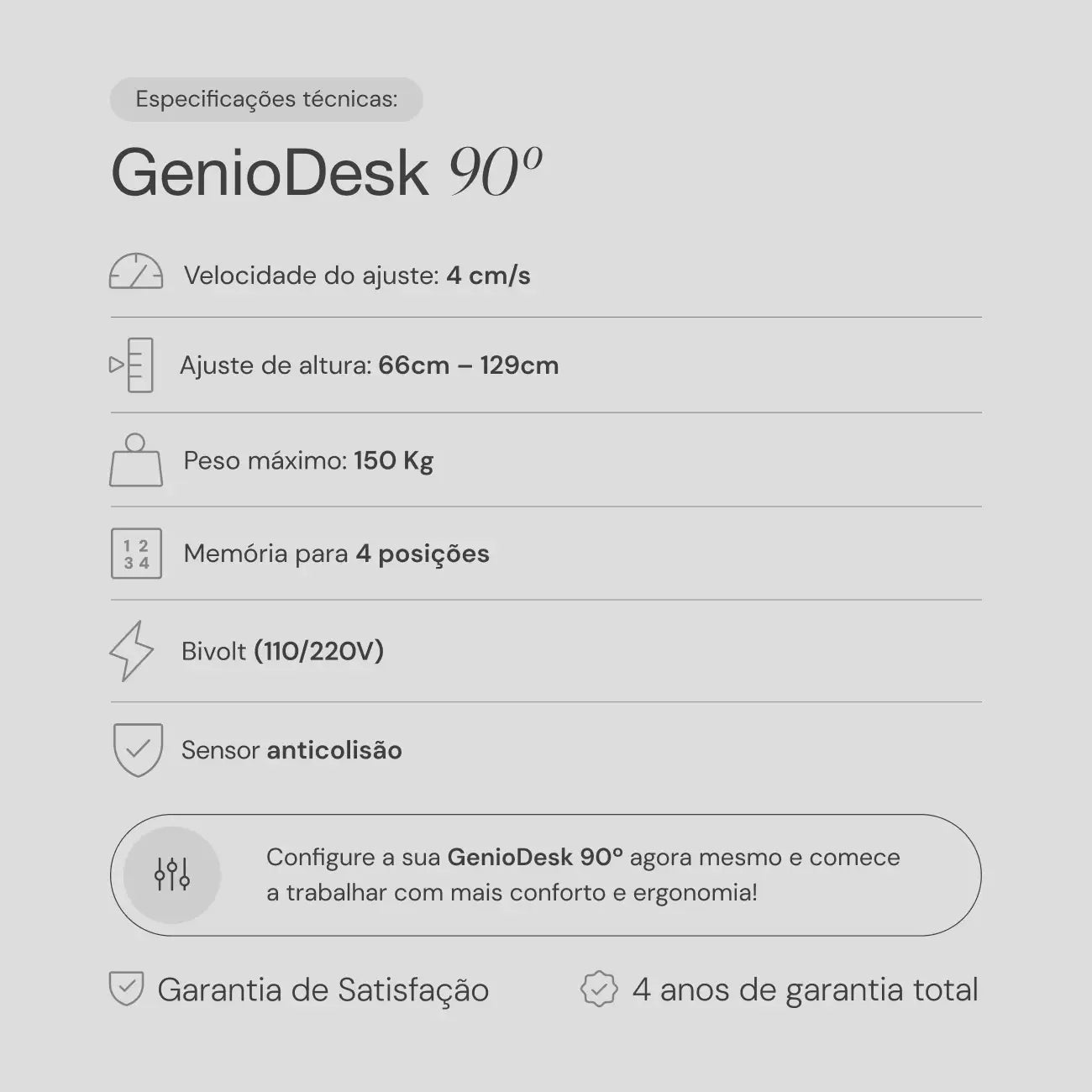 Mesa com Regulagem de Altura GenioDesk 90º 4
