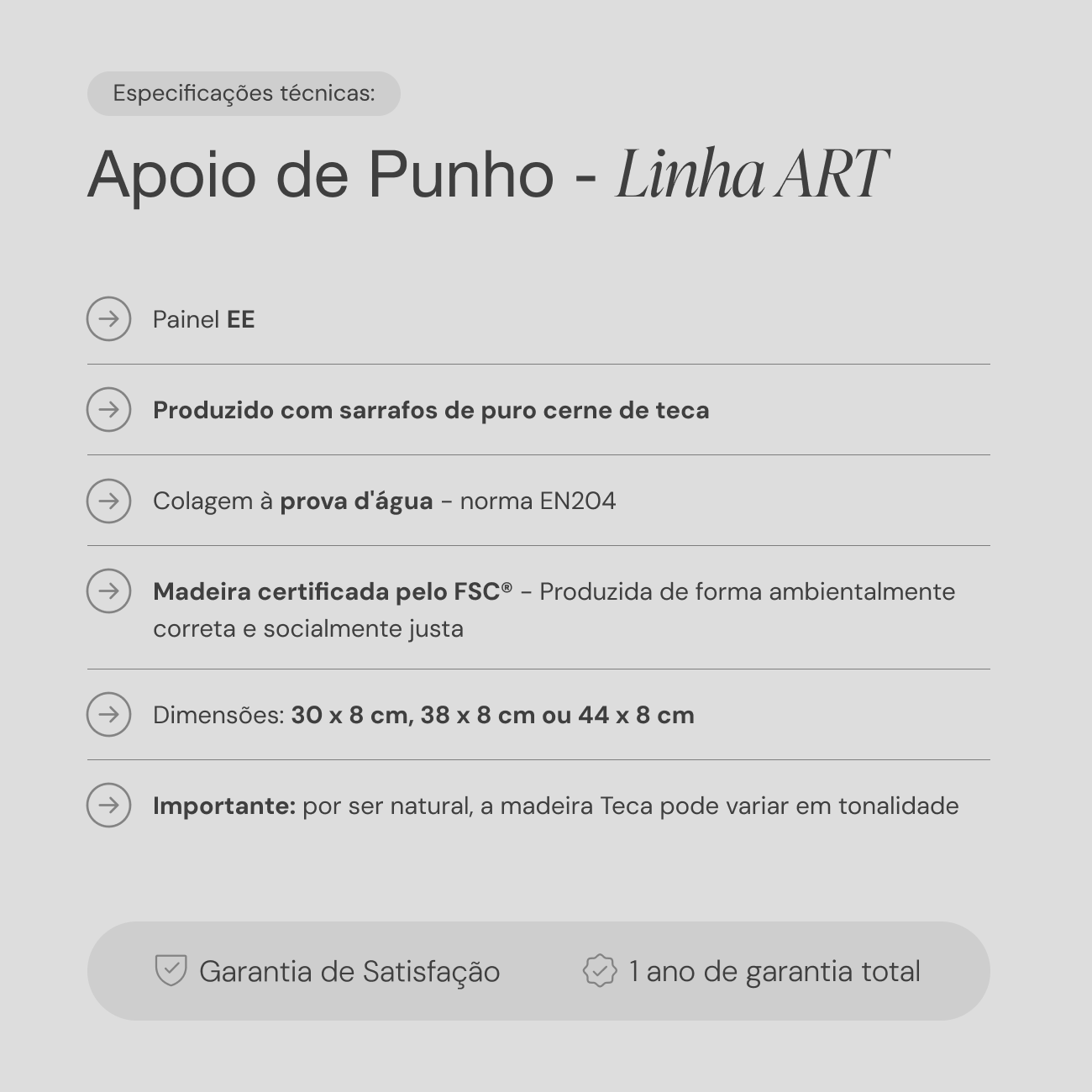 Apoio de Punho - Linha ART Madeira Teca 4