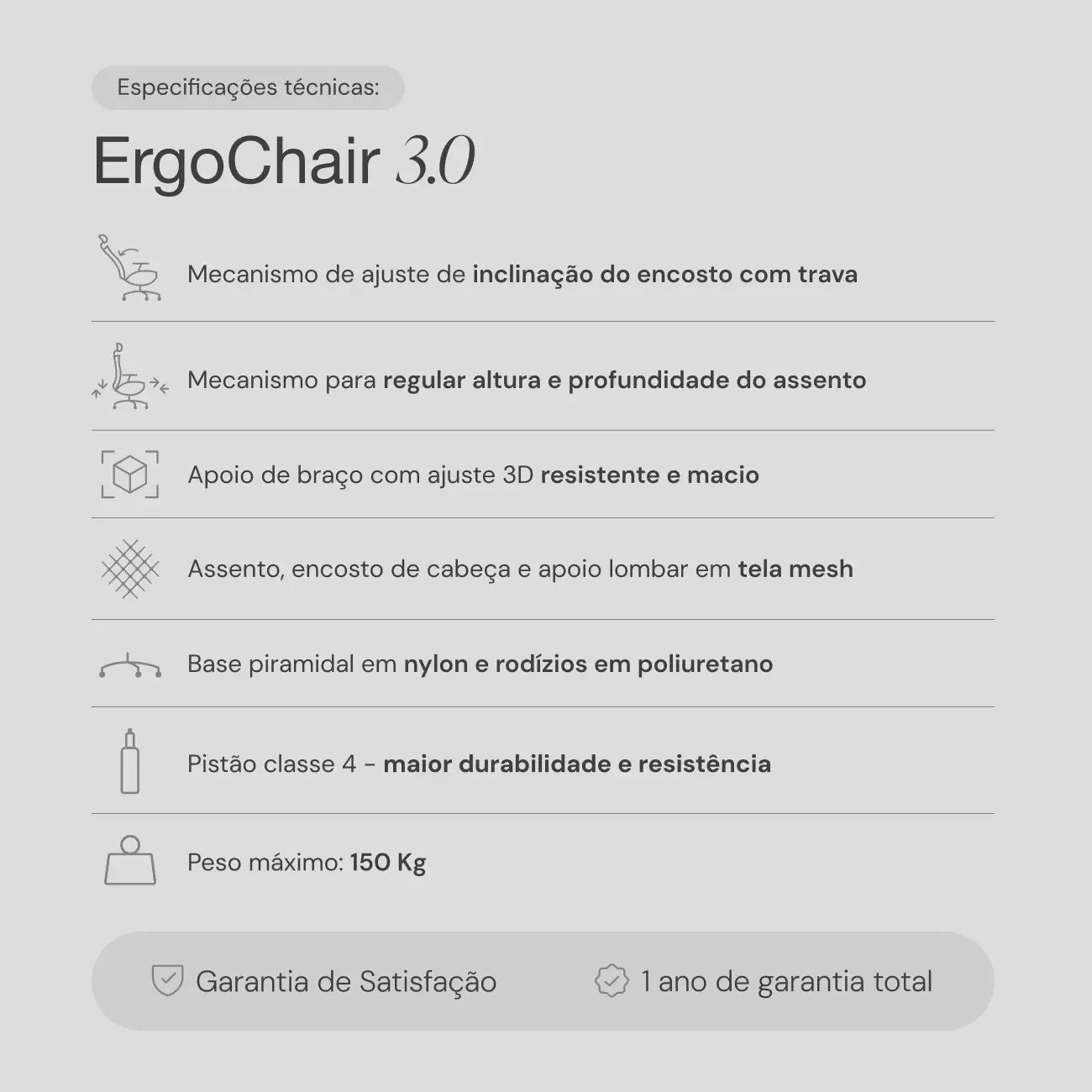 Cadeira Ergonômica ERGOCHAIR 3.0 9
