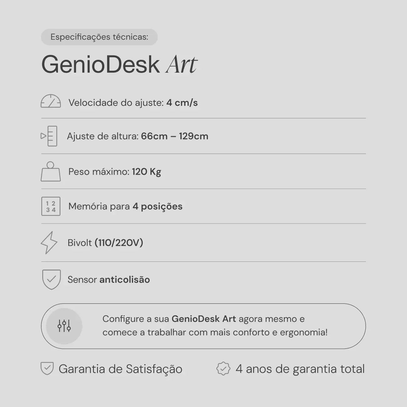 Mesa com Regulagem de Altura GenioDesk ART - Tampo em madeira Teca 4