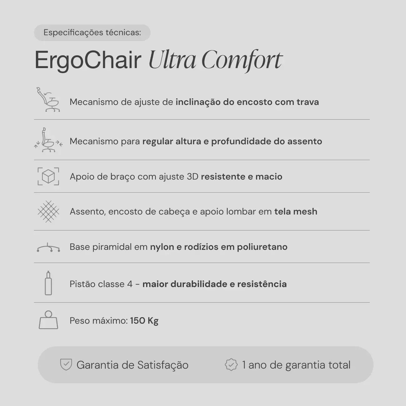 Cadeira Ergonômica ERGOCHAIR Ultra Comfort 6