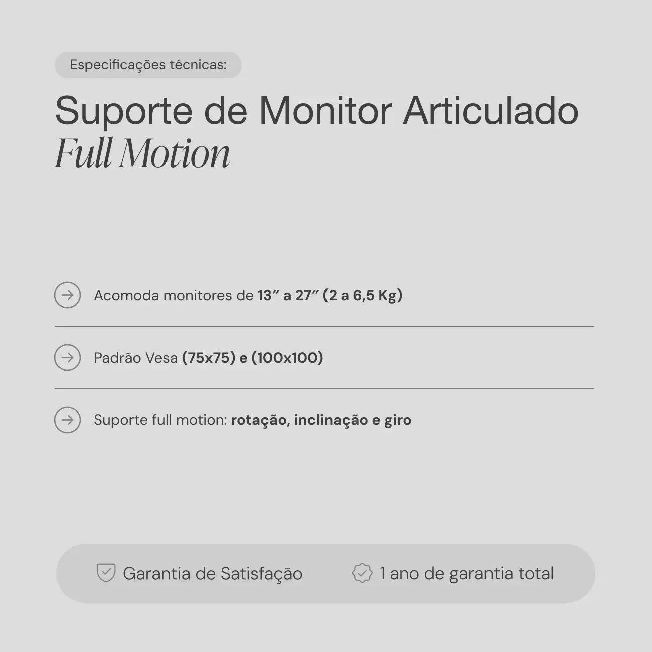Suporte de Monitor Articulado FULL MOTION 5